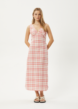 AFENDS Womens Kayla - Check Maxi Dress - Pink Check - Afends womens kayla   check maxi dress   pink check 