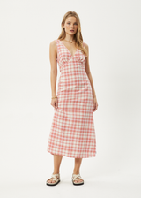 AFENDS Womens Kayla - Check Maxi Dress - Pink Check - Afends womens kayla   check maxi dress   pink check 