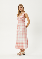 AFENDS Womens Kayla - Check Maxi Dress - Pink Check - Afends womens kayla   check maxi dress   pink check 