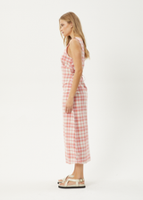 AFENDS Womens Kayla - Check Maxi Dress - Pink Check - Afends womens kayla   check maxi dress   pink check 