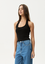 AFENDS Womens Basis - Rib Halter - Black - Afends womens basis   rib halter   black
