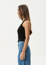 AFENDS Womens Basis - Rib Halter - Black - Afends womens basis   rib halter   black