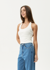 AFENDS Womens Basis - Rib Halter - White - Afends womens basis   rib halter   white