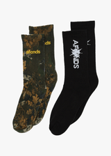 AFENDS Mens Twin Flames - Socks Two Pack - Multi - Afends mens twin flames   socks two pack   multi