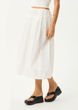AFENDS Womens Marlow - Midi Skirt - White - Afends womens marlow   midi skirt   white