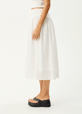 AFENDS Womens Marlow - Midi Skirt - White - Afends womens marlow   midi skirt   white