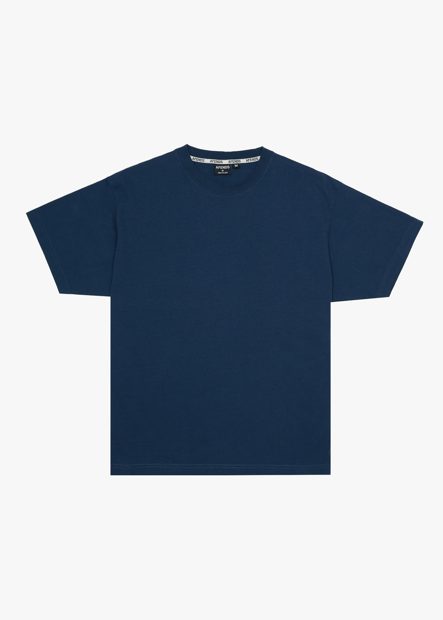 AFENDS Mens Genesis - Heavyweight Boxy Tee - Navy