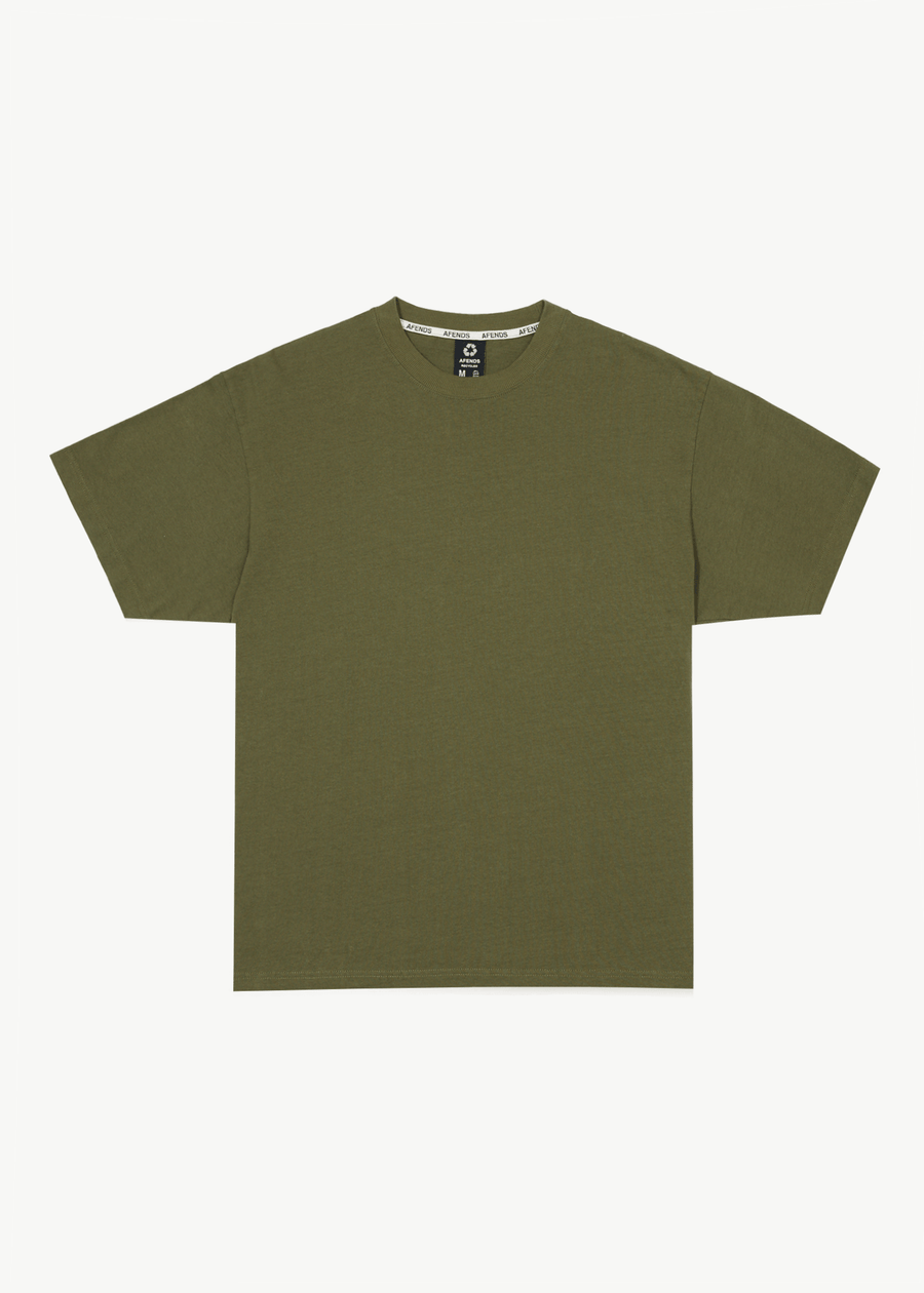 AFENDS Mens Genesis - Heavyweight Boxy Tee - Military