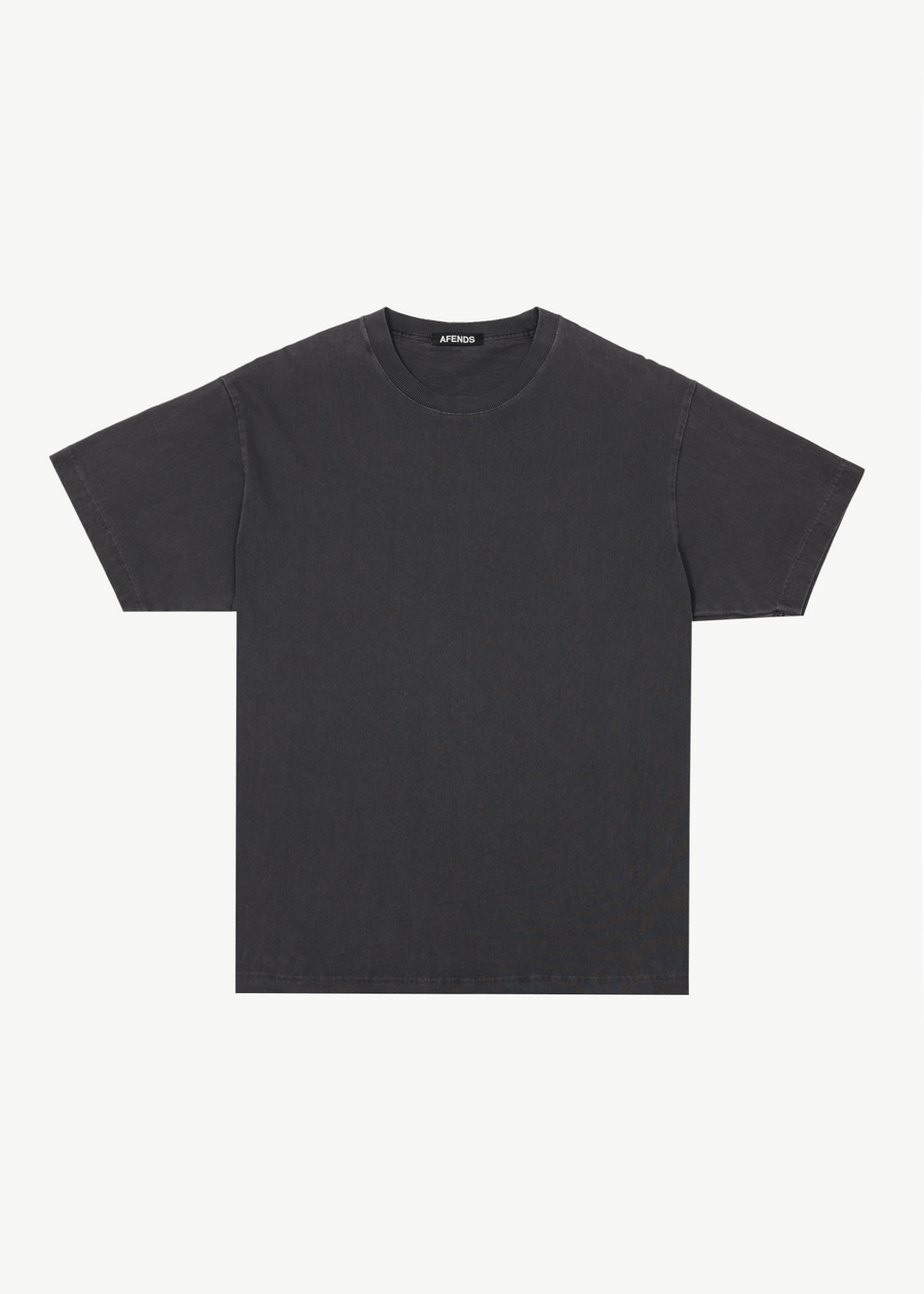 AFENDS Mens Genesis - Heavyweight Boxy Tee - Stone Black