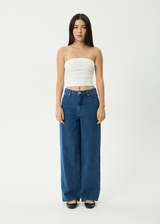 AFENDS Womens Bella - Denim Wide Leg Baggy Jean - Authentic Blue - Afends womens bella   denim wide leg baggy jean   authentic blue