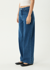 AFENDS Womens Bella - Denim Wide Leg Baggy Jean - Authentic Blue - Afends womens bella   denim wide leg baggy jean   authentic blue