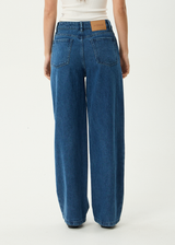AFENDS Womens Bella - Denim Wide Leg Baggy Jean - Authentic Blue - Afends womens bella   denim wide leg baggy jean   authentic blue