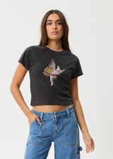 AFENDS Womens Pixie - Baby Tee - Stone Black - Afends womens pixie   baby tee   stone black