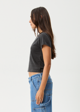 AFENDS Womens Pixie - Baby Tee - Stone Black - Afends womens pixie   baby tee   stone black