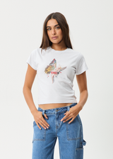 AFENDS Womens Pixie - Baby Tee - White - Afends womens pixie   baby tee   white