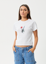 AFENDS Womens Valentine - Baby Tee - White - Afends womens valentine   baby tee   white
