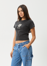 AFENDS Womens Last Dance - Baby Tee - Stone Black - Afends womens last dance   baby tee   stone black