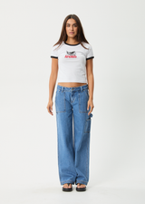 AFENDS Womens Pony Up - Ringer Tee - White - Afends womens pony up   ringer tee   white