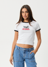 AFENDS Womens Pony Up - Ringer Tee - White - Afends womens pony up   ringer tee   white