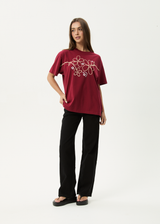 AFENDS Womens Tranquil - Oversized Tee - Burgundy - Afends womens tranquil   oversized tee   burgundy
