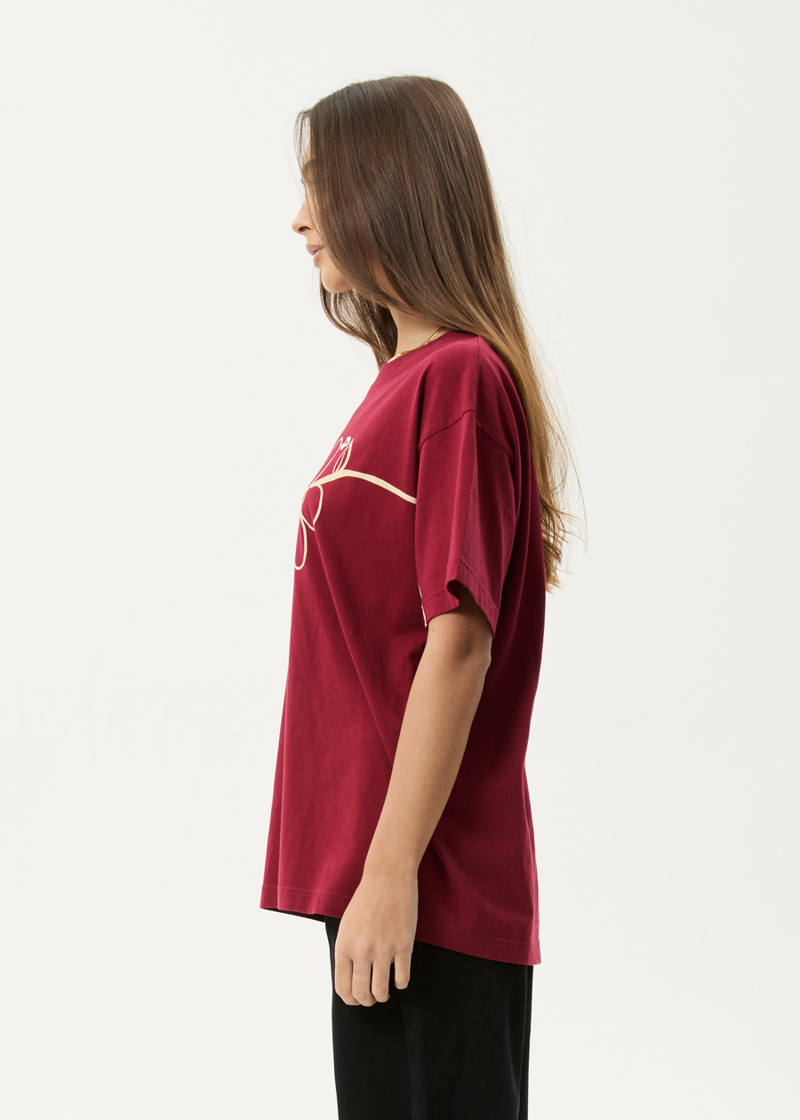AFENDS Womens Tranquil - Oversized Tee - Burgundy