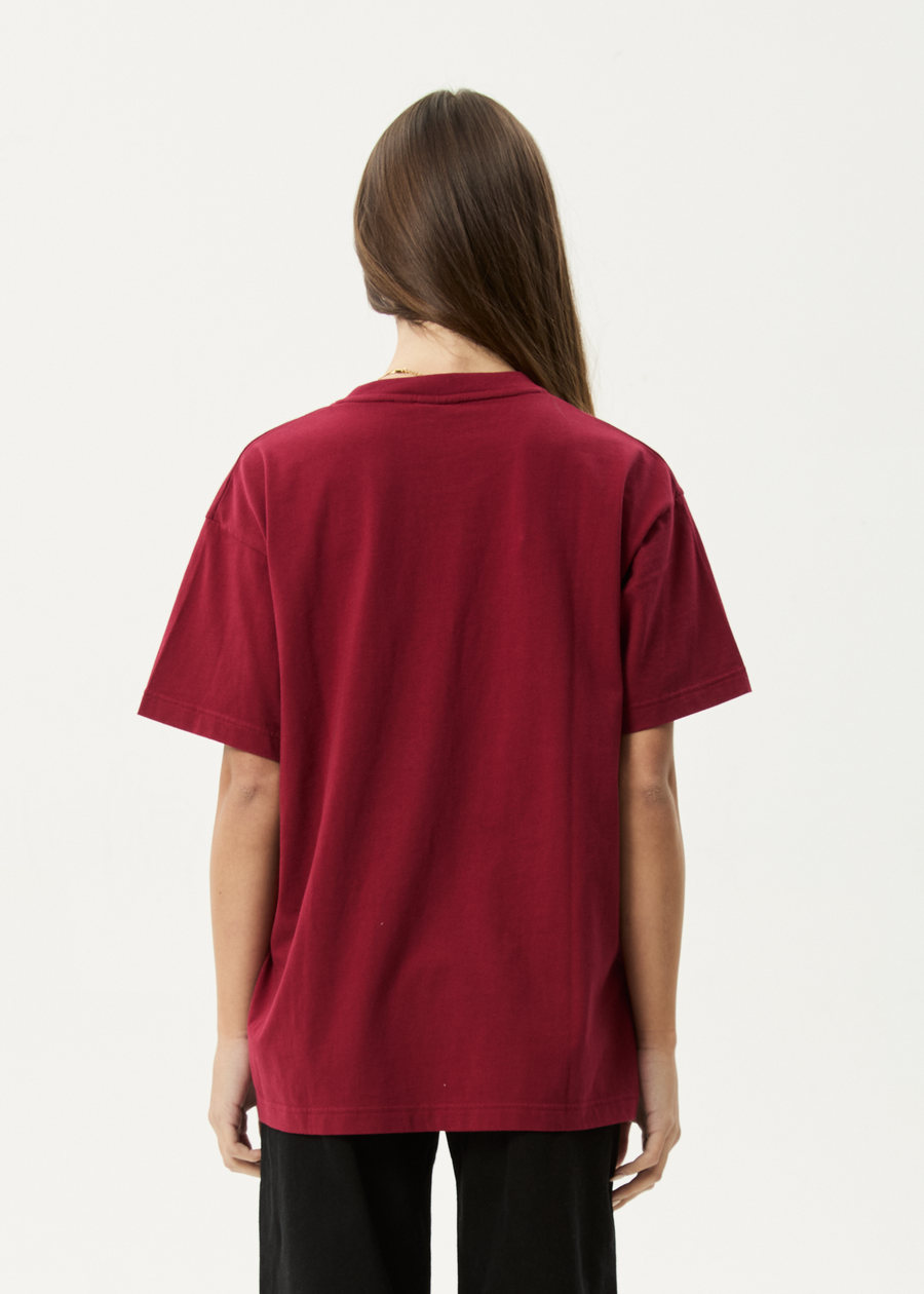 AFENDS Womens Tranquil - Oversized Tee - Burgundy