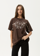 AFENDS Womens Tranquil - Oversized Tee - Coffee - Afends womens tranquil   oversized tee   coffee