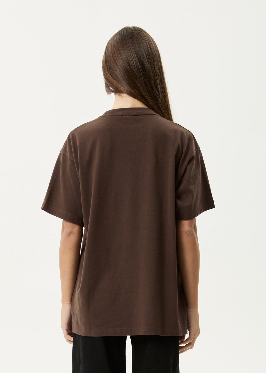 AFENDS Womens Tranquil - Oversized Tee - Coffee