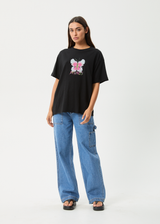 AFENDS Womens Butterfluer - Oversized Tee - Black - Afends womens butterfluer   oversized tee   black