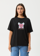 AFENDS Womens Butterfluer - Oversized Tee - Black - Afends womens butterfluer   oversized tee   black