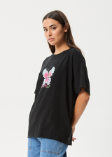 AFENDS Womens Butterfluer - Oversized Tee - Black - Afends womens butterfluer   oversized tee   black