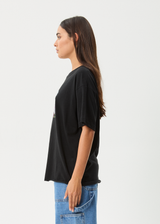 AFENDS Womens Butterfluer - Oversized Tee - Black - Afends womens butterfluer   oversized tee   black