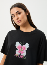AFENDS Womens Butterfluer - Oversized Tee - Black - Afends womens butterfluer   oversized tee   black