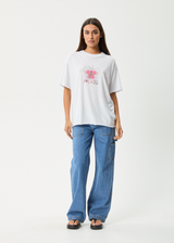 AFENDS Womens Butterfluer - Oversized Tee - White - Afends womens butterfluer   oversized tee   white