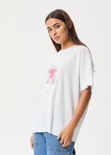 AFENDS Womens Butterfluer - Oversized Tee - White - Afends womens butterfluer   oversized tee   white