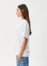 AFENDS Womens Butterfluer - Oversized Tee - White - Afends womens butterfluer   oversized tee   white