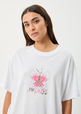 AFENDS Womens Butterfluer - Oversized Tee - White - Afends womens butterfluer   oversized tee   white
