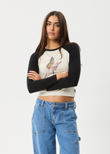 AFENDS Womens Pixie -  Long Sleeve Tee - Moonbeam - Afends womens pixie   long sleeve tee   moonbeam