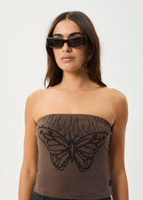 AFENDS Womens Set Fire - Rib Tube Top - Coffee - Afends womens set fire   rib tube top   coffee
