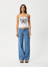 AFENDS Womens Set Fire - Rib Tube Top - White - Afends womens set fire   rib tube top   white