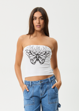 AFENDS Womens Set Fire - Rib Tube Top - White - Afends womens set fire   rib tube top   white