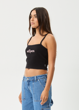 AFENDS Womens Frolic - Rib Singlet - Black - Afends womens frolic   rib singlet   black