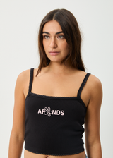 AFENDS Womens Frolic - Rib Singlet - Black - Afends womens frolic   rib singlet   black