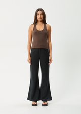 AFENDS Womens Basis - Rib Halter - Coffee - Afends womens basis   rib halter   coffee