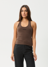 AFENDS Womens Basis - Rib Halter - Coffee - Afends womens basis   rib halter   coffee