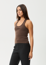 AFENDS Womens Basis - Rib Halter - Coffee - Afends womens basis   rib halter   coffee