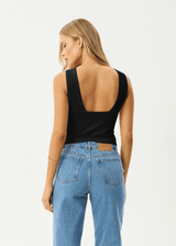 AFENDS Womens Charlie - Rib Singlet - Black - Afends womens charlie   rib singlet   black