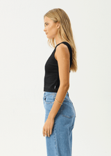 AFENDS Womens Charlie - Rib Singlet - Black - Afends womens charlie   rib singlet   black