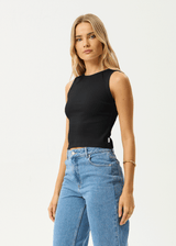 AFENDS Womens Charlie - Rib Singlet - Black - Afends womens charlie   rib singlet   black