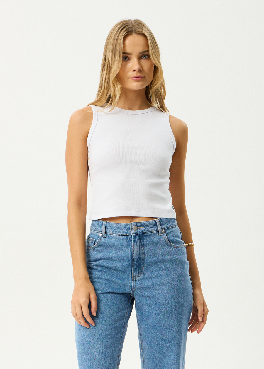 AFENDS Womens Charlie - Rib Singlet - White